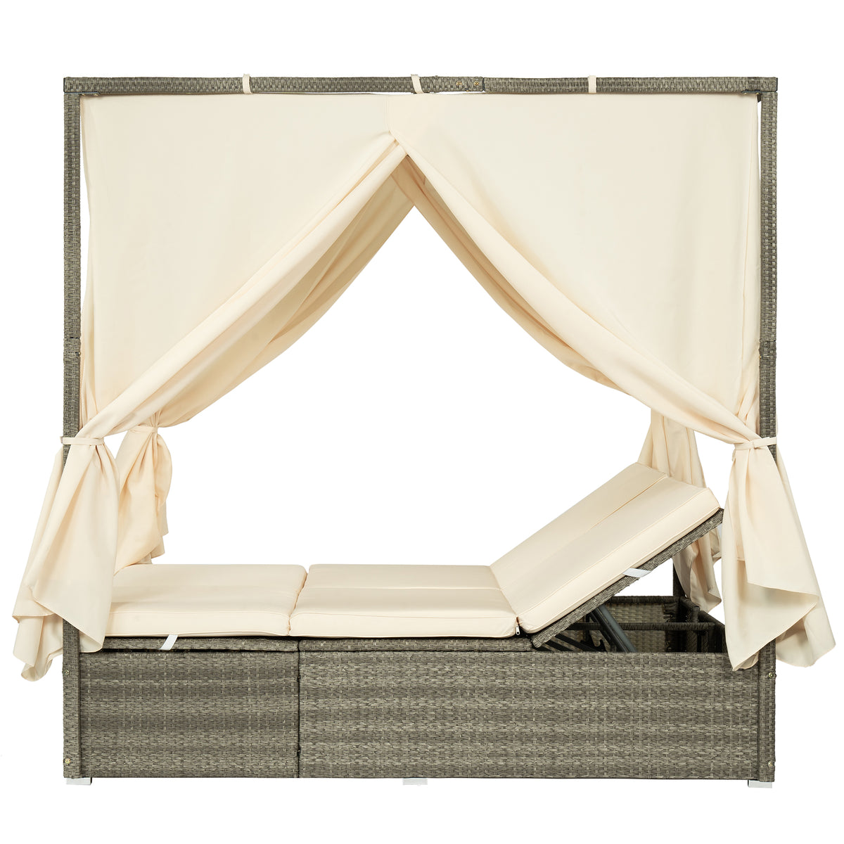 variant-group:rf-n711wy000437aaa|Roomfitters Outdoor Canopy Daybed with Cushions, Hidden Storage, Adjustable Lounge Chair, Retractable Canopy, for Patios, Beige