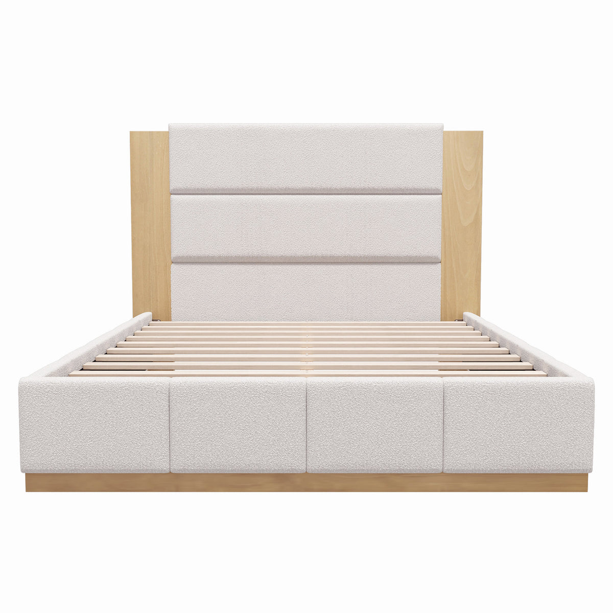 variant-group:rf-n701bs701p388103k|Roomfitters Queen Size Upholstered Platform Bed Frame, Extended Wood Headboard Velvet Bed, No Box Spring Needed, White