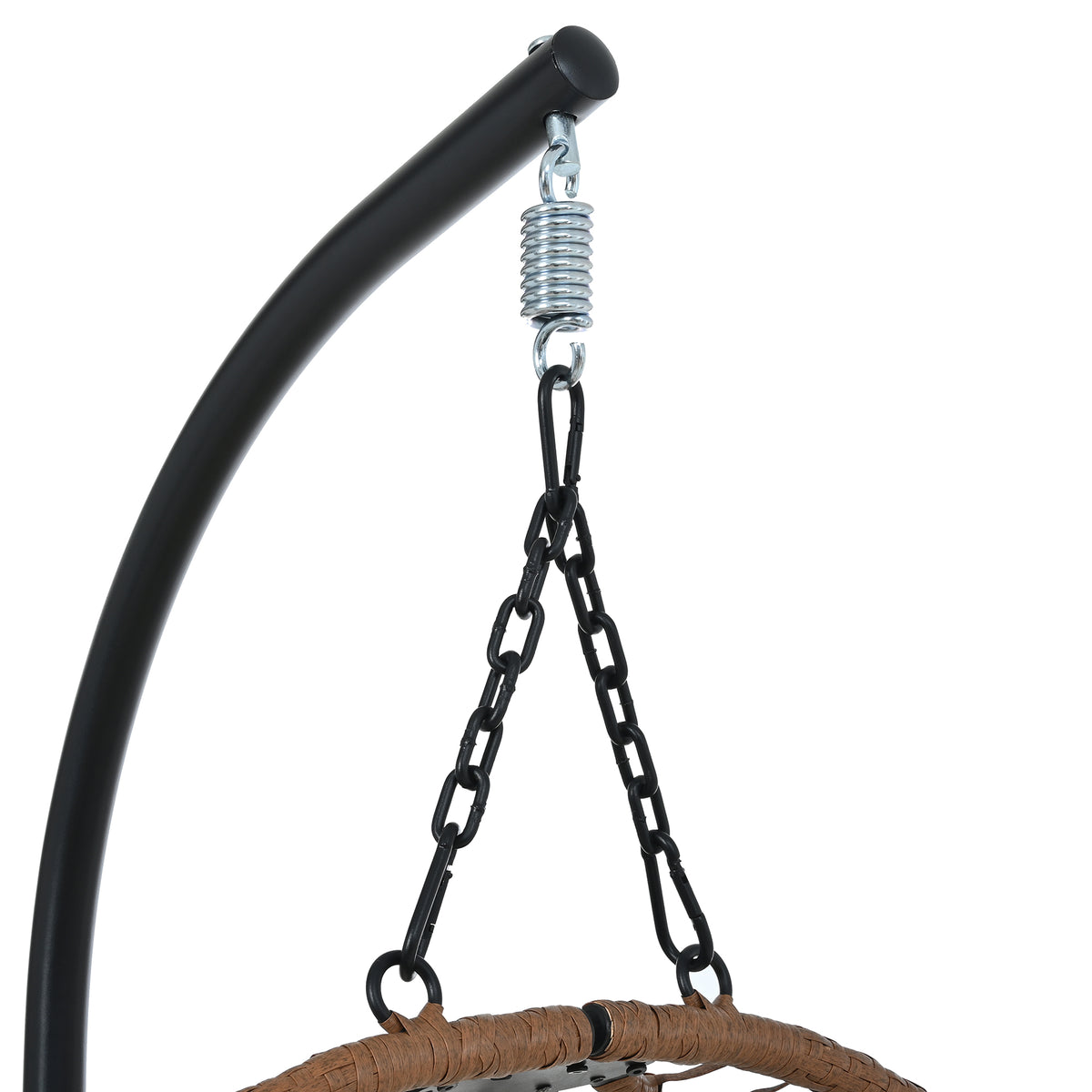 variant-group:rf-n711p389503k|Roomfitters Single Person Folding Egg Chair with Stand, UV Resistant Wicker Rattan Swing for Patio, Garden, Brown+Beige