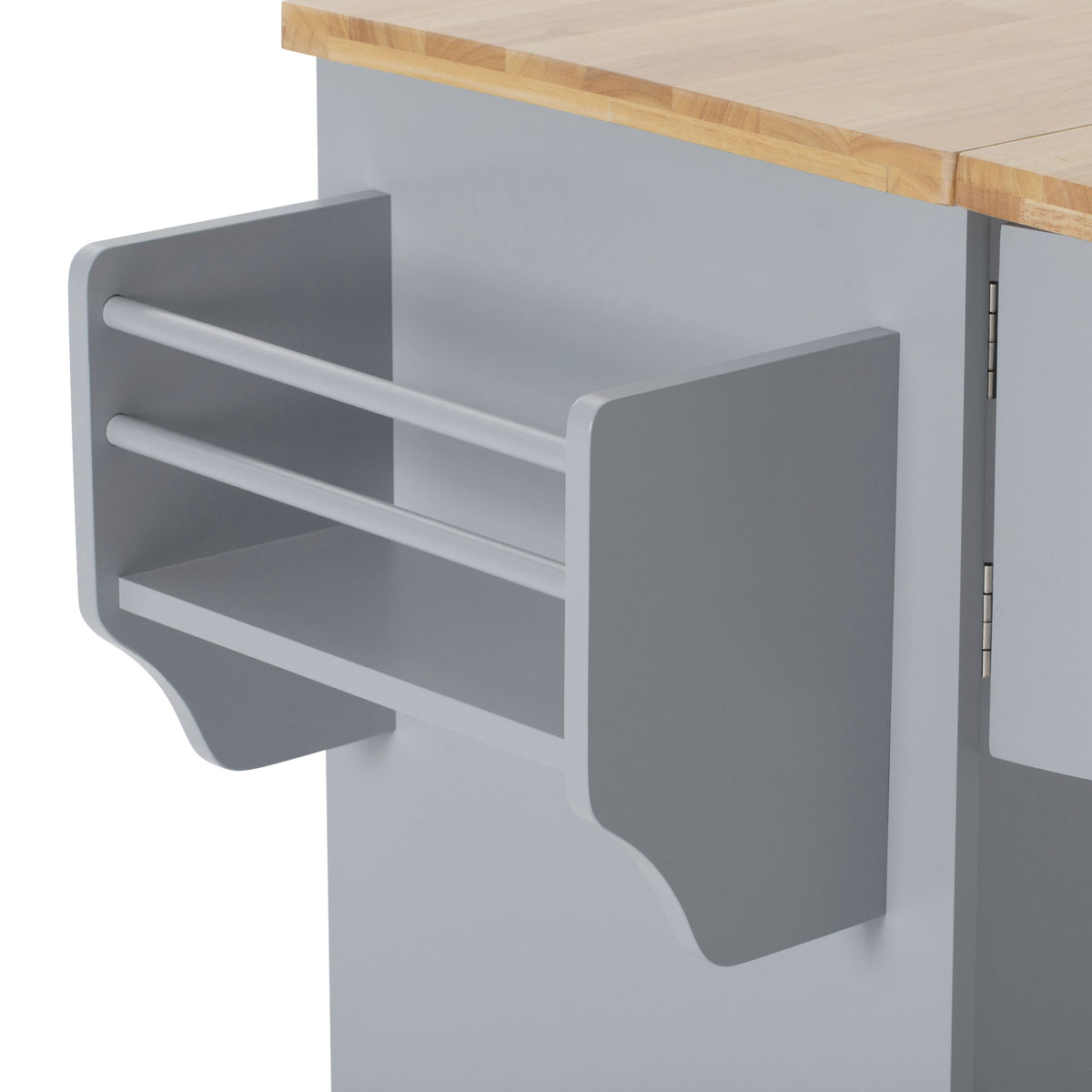 variant-group:rf-n707s299014g|Roomfitters 59.3" Kitchen Island with Power Outlet, Drop Leaf and Double Trash Can Pull Out, Rolling Cart, Grey+Blue