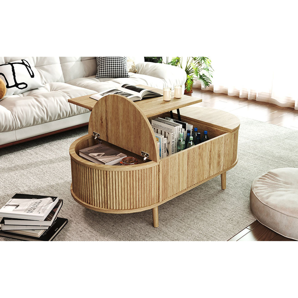variant-group:rf-n724p416050d|Roomfitters Minimalist Oval Lift-Top Coffee Table with Wood Wave Grain Finish, Acacia Wood