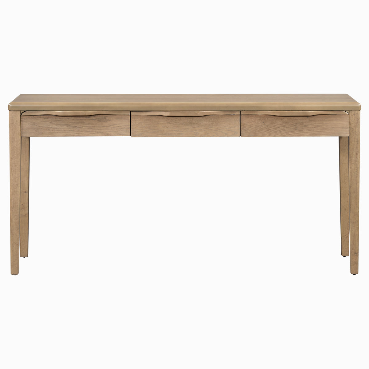 variant-group:rf-n711p401926n|Roomfitters Light Luxury Natural Oak Veneer Console Table with 3 Wavy Curved Drawers and Soft Rounded Corners