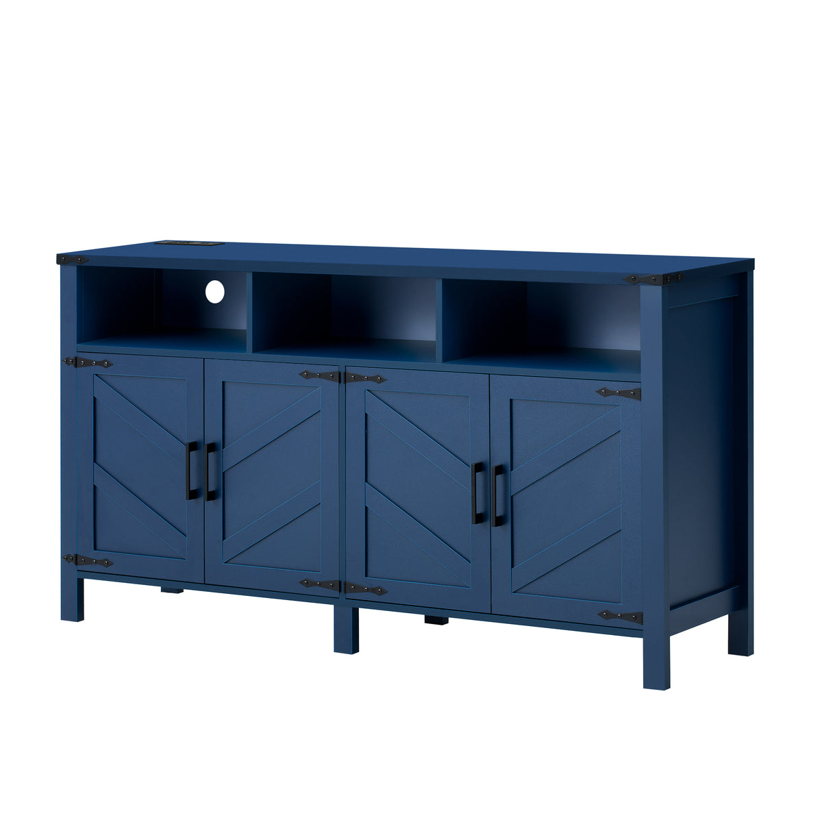 variant-group:rf-n711p347407v|Roomfitters 59" Sideboard Buffet Cabinet with 4 Door & Open Storage, Modern Farmhouse Industrial Coffee Bar Station, Navy Blue