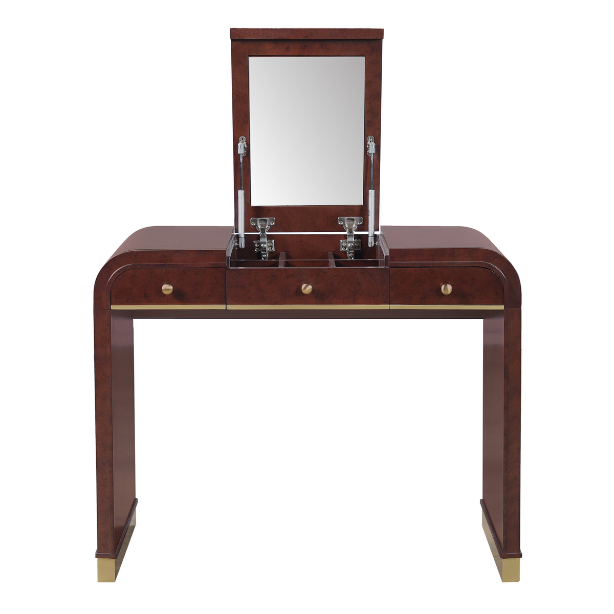 variant-group:rf-n704p381406p|Roomfitters Flip Top Vanity Desk with Mirror and Hidden Storage, Modern Makeup Table with Gold Trim for Small Space, Espresso