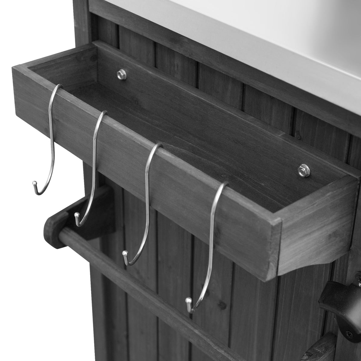 variant-group:rf-n707p370276b|Roomfitters 78.3" Outdoor Kitchen Island with Foldable Grill Table, Stainless Steel Top & Tilt Trash Can Storage, Black