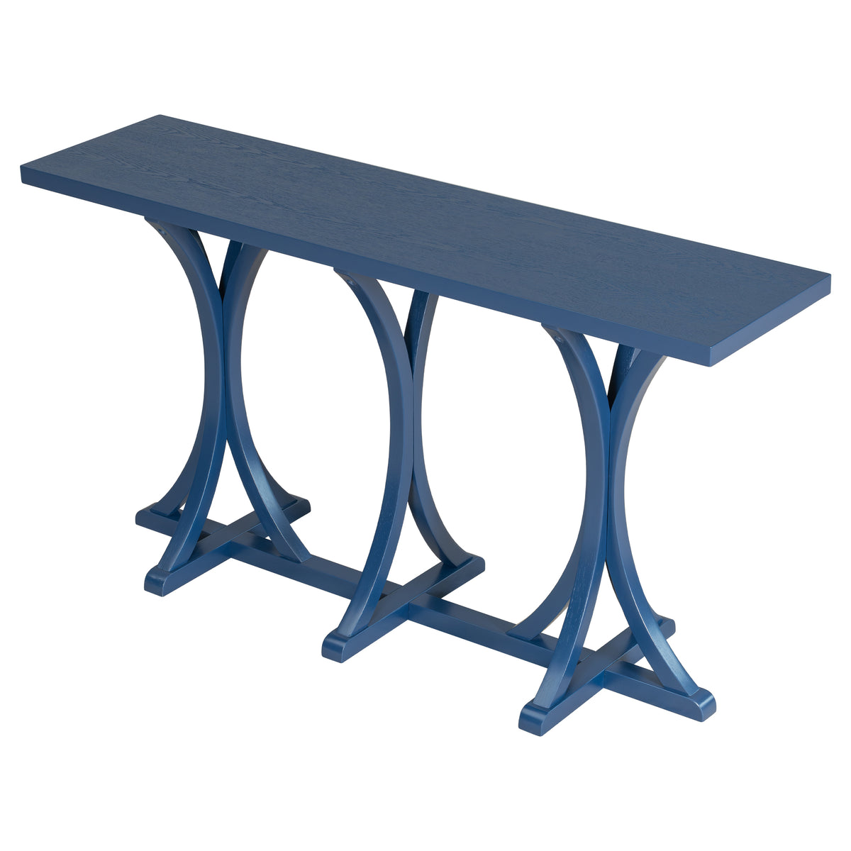 variant-group:rf-n711p295300v|Roomfitters 59.8" Console Table with Oak Veneer Top, Modern Arched Leg Entryway Sofa Table for Hallway & Living Room, Navy Blue