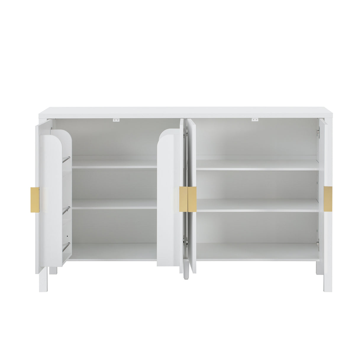 variant-group:rf-n711p345170k|Roomfitters 57.5" Sideboard Buffet Cabinet with 3 Door Mid-century Modern Fluted Storage for Kitchen & Dining Room, White