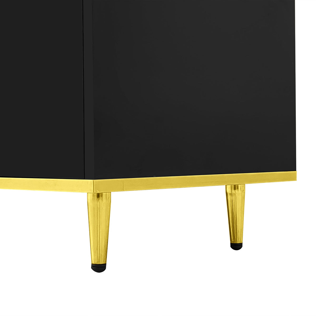 Roomfitters Modern TV Stand for up to 80 Inch TV, Entertainment Console with LED Shelves, Drawers and Cabinets, Black Roomfitters