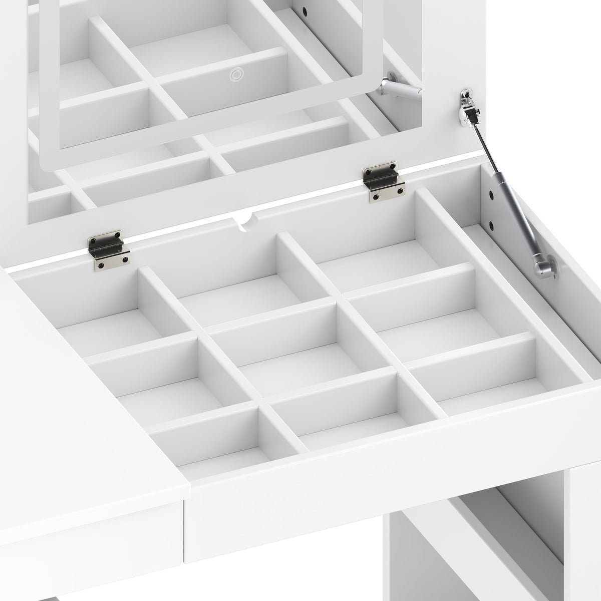 Roomfitters Vanity Desk with Mirror & Lights, Flip-Top Makeup Table with 7 Drawers, 9 Compartments, 3 Shelves, White