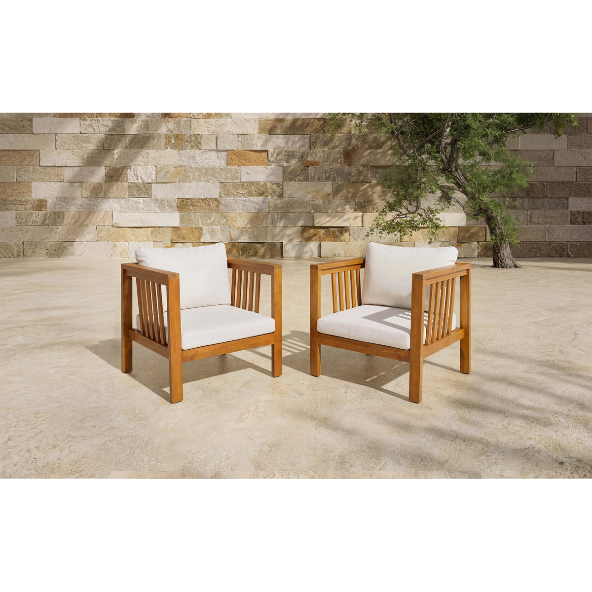 variant-group:rf-n704p448453a|Roomfitters Set of 2 Outdoor Acacia Wood Club Chairs with Modern Square Arms 2-Piece Patio Conversation Set Beige
