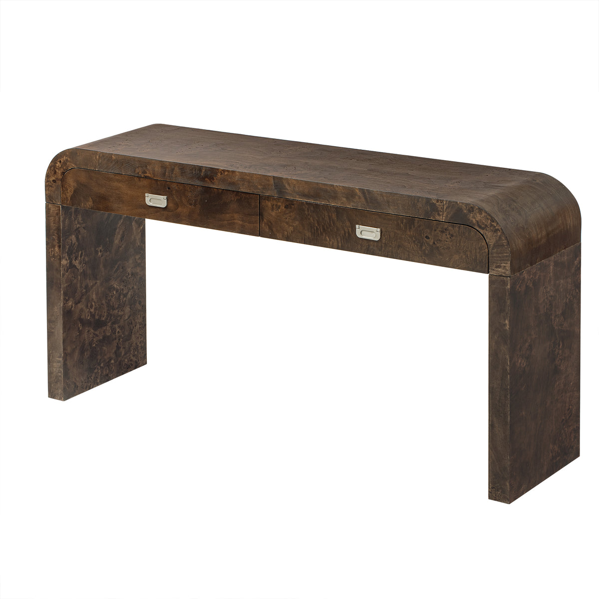 variant-group:rf-n711p216235p|Roomfitters 60'' Modern Wooden Console Table with 2 Storage Drawers, Burl Veneer Entryway Table with Metal Handles for Living Room, Hallway or Office, Dark Brown
