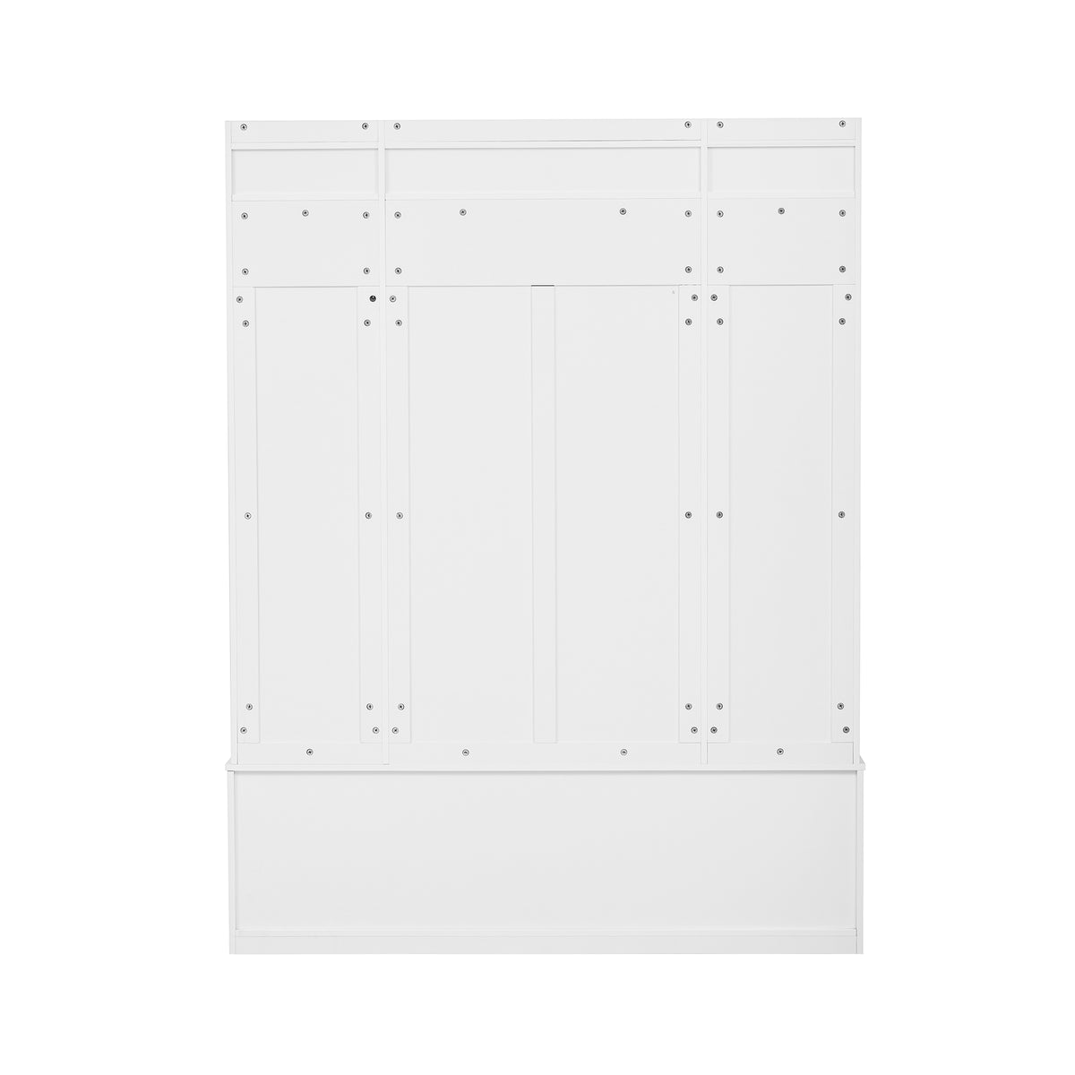 variant-group:rf-n724p235232k|Roomfitters 5-in-1 Entryway Bench with Coat Rack, Hooks, Drawers and Adjustable Shelves, Hall Tree for Hallway or Living Room, White