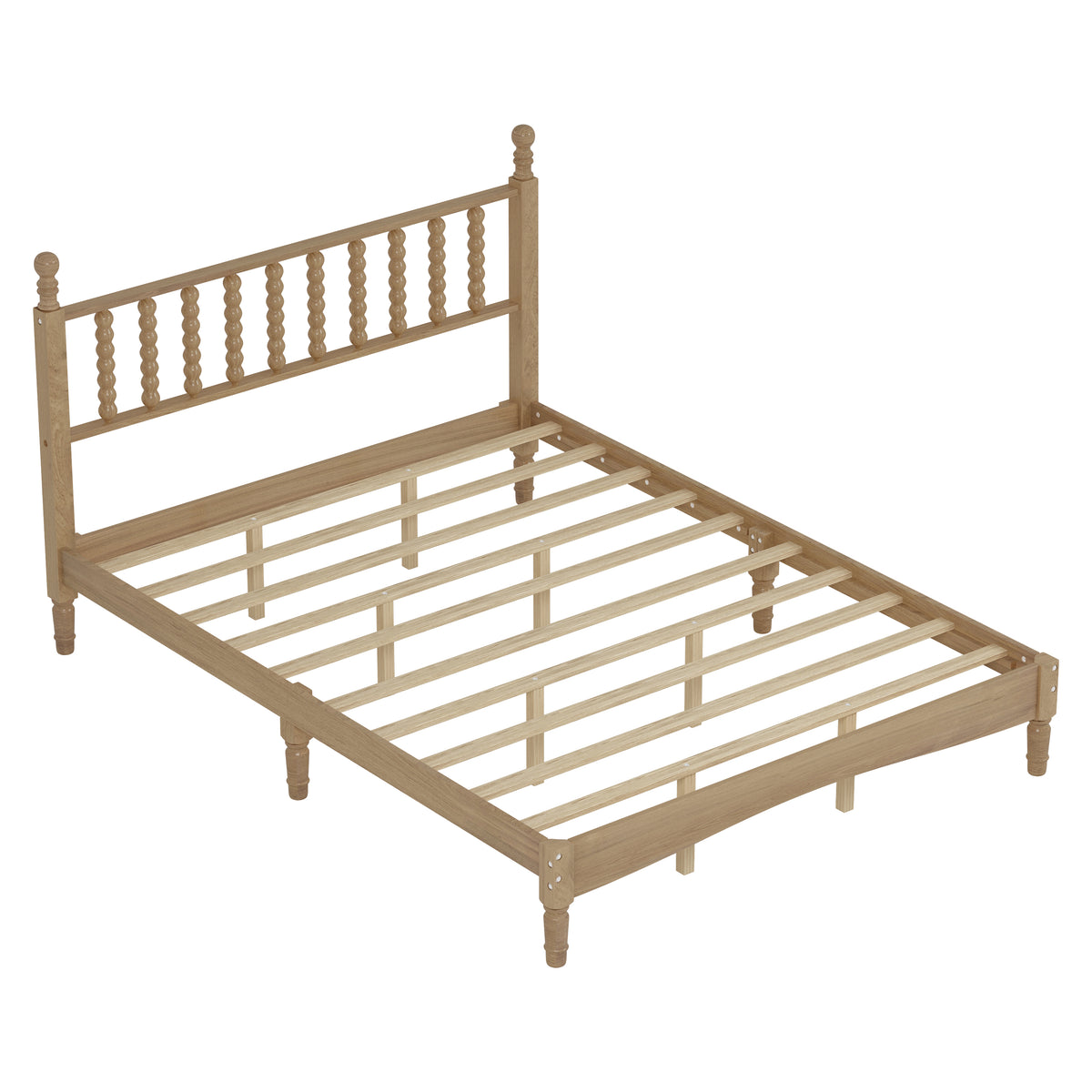 variant-group:rf-n733p206242m|Roomfitters Queen Size Wood Platform Bed with Gourd Shaped Headboard, Retro Style Platform Bed with Wooden Slat Support, Natural