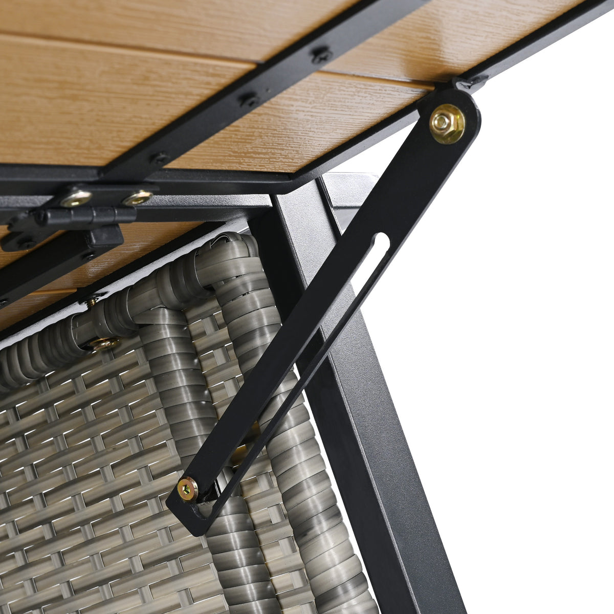 variant-group:rf-n707p233747g|Roomfitters 52.8" Wicker Outdoor Grill Cart with Plastic Wood Table, Rolling Island with Storage Cabinet, Double Handles, Grey