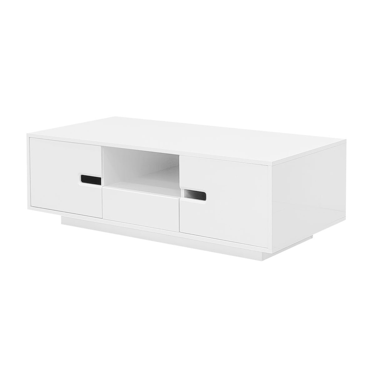 variant-group:rf-n724p294656k|Roomfitters Modern Glossy Coffee Table with Storage Space and Light Accent, Rectangle Center Table for Living Room, White