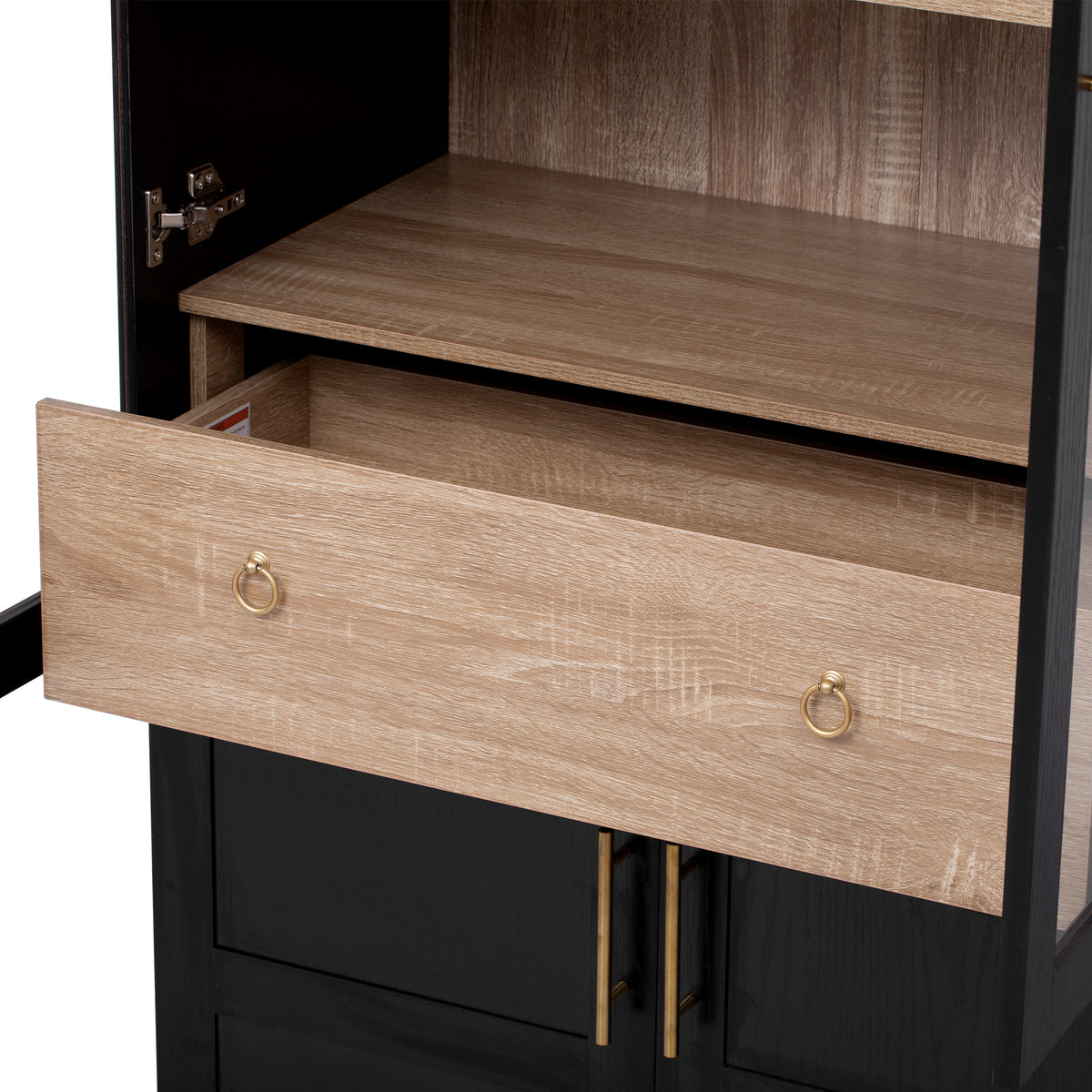variant-group:rf-n707s288969b|Roomfitters 71" Pantry Cabinet with Arched Top & Glass Doors, 4-Door Storage Hutch with Adjustable Shelves for Kitchen, Black