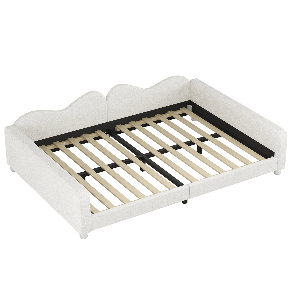 variant-group:rf-n733p234605k|Roomfitters Full Size Upholstered Daybed, Sherpa Fabric Sofa Bed with Cloud-Shaped Backrest, Sturdy and Stylish Design, No Box Spring Needed, White