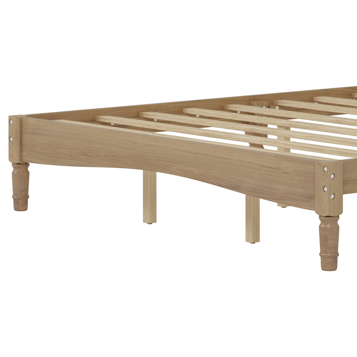 variant-group:rf-n733p206242m|Roomfitters Queen Size Wood Platform Bed with Gourd Shaped Headboard, Retro Style Platform Bed with Wooden Slat Support, Natural