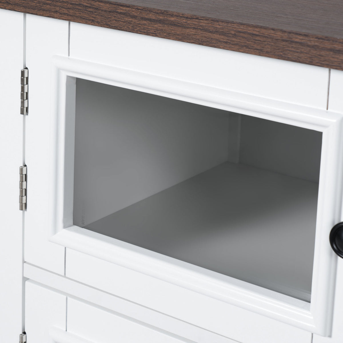 variant-group:rf-n707s300277w|Roomfitters 54.9" Kitchen Island with Drop Leaf, Rolling Kitchen Cart with Barn Door and Glass Door, Storage Cabinet, White