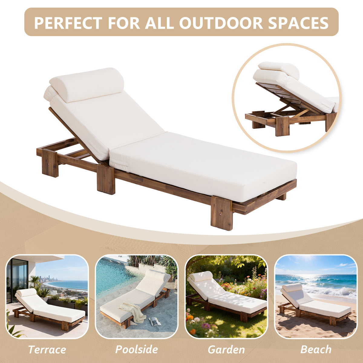 variant-group:rf-n711wy000473aaa|Roomfitters 78.8" Outdoor Patio Chaise Lounge Chair with Adjustable Backrest and Side Table for Poolside & Garden, Beige