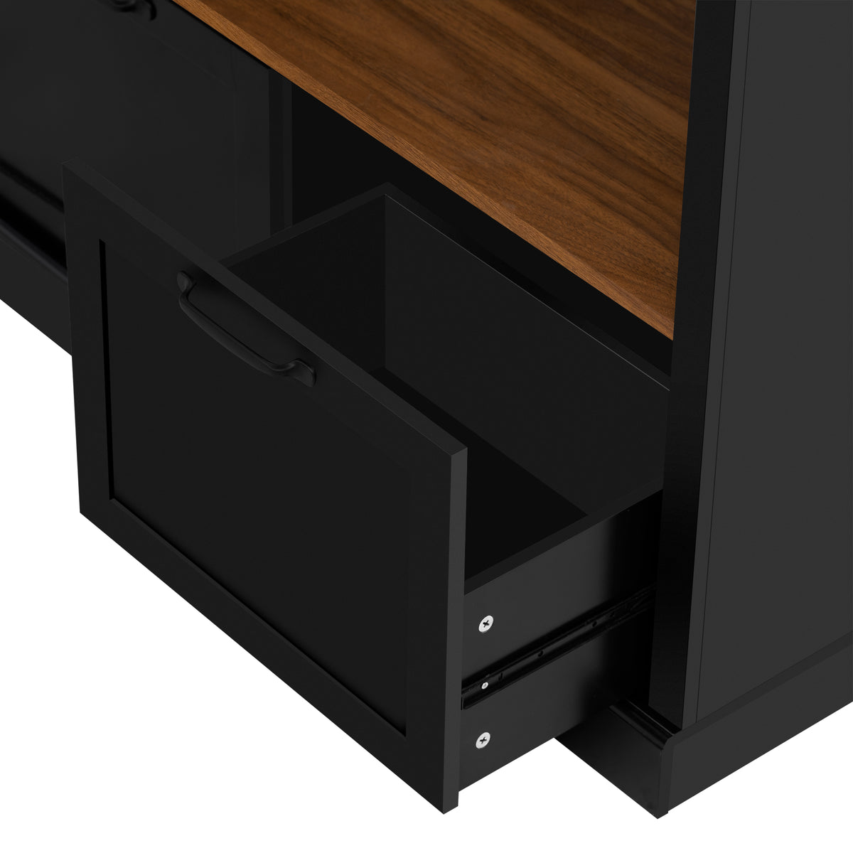 variant-group:rf-n724sj000160aab|Roomfitters 3-in-1 Entryway Hall Tree with Overhead Storage Cabinet, 2 Drawers, Black