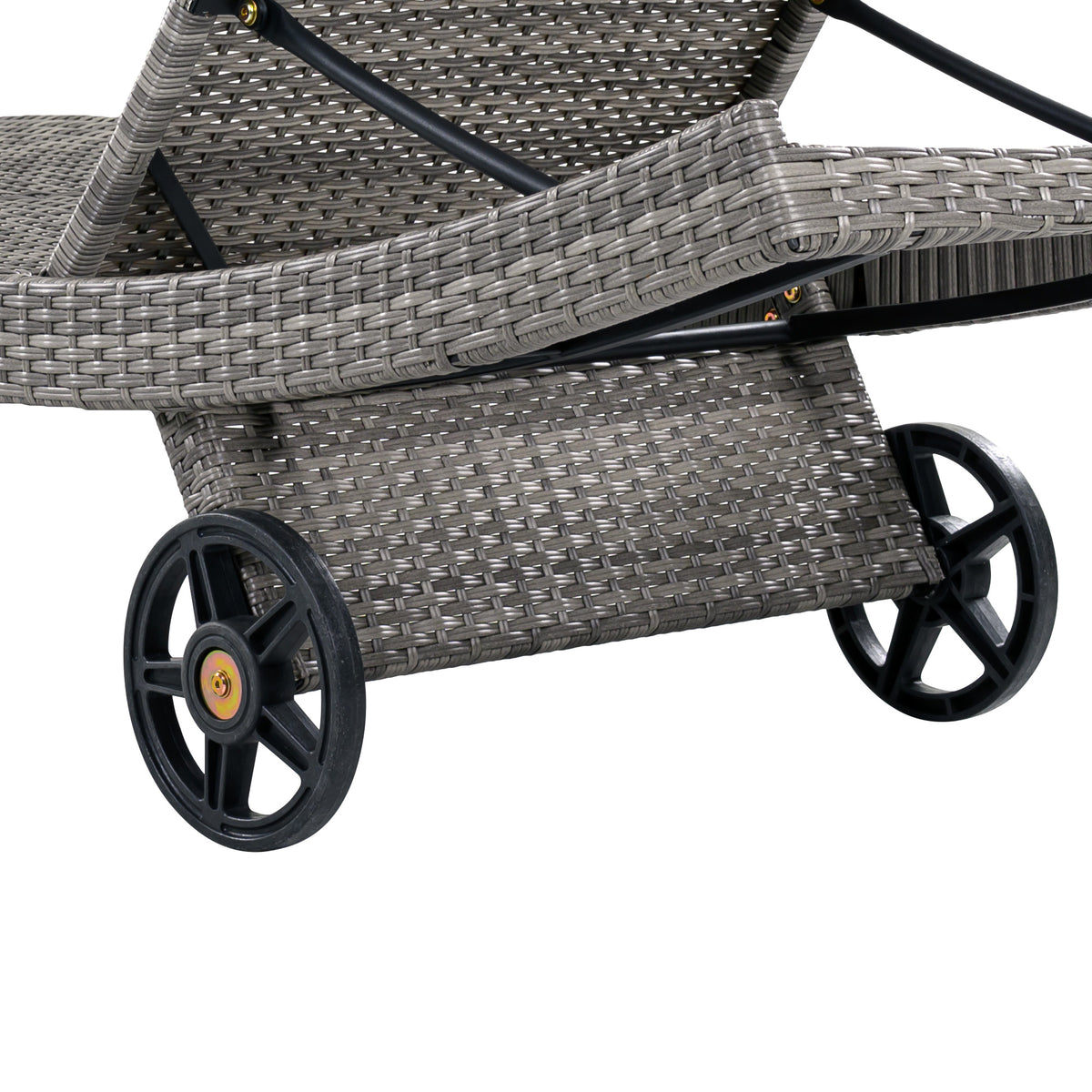 variant-group:rf-n707p395515e|Roomfitters 80"W Patio Chaise Lounge Chairs Set of 2 with Wheels, Folding Table, Adjustable Rattan Loungers, Grey