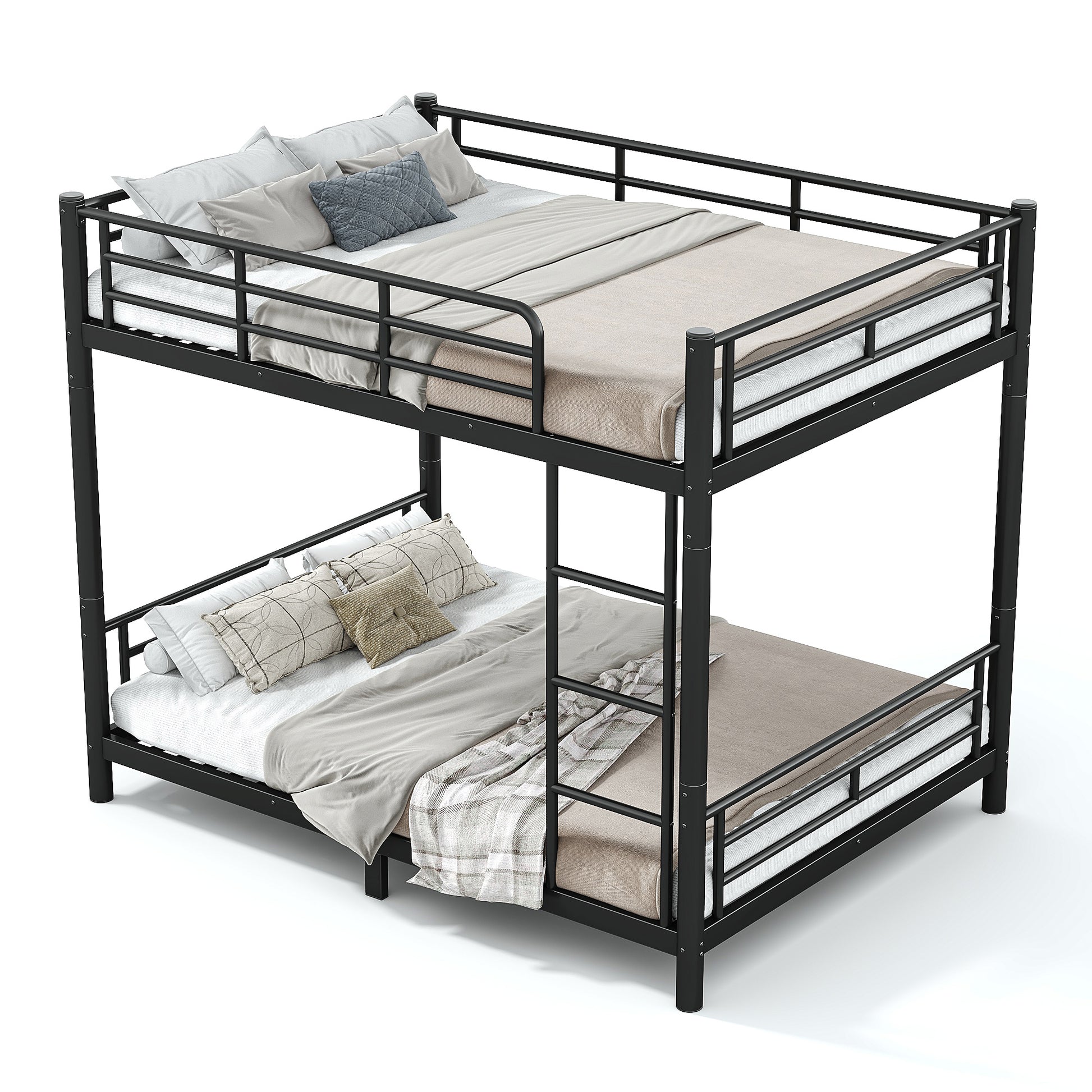 variant-group:rf-w1580p454730|Roomfitters Full over Full Metal Bunk Bed Frame for Teens Adults, Convertible 2 Separate Beds Round Tube, Black