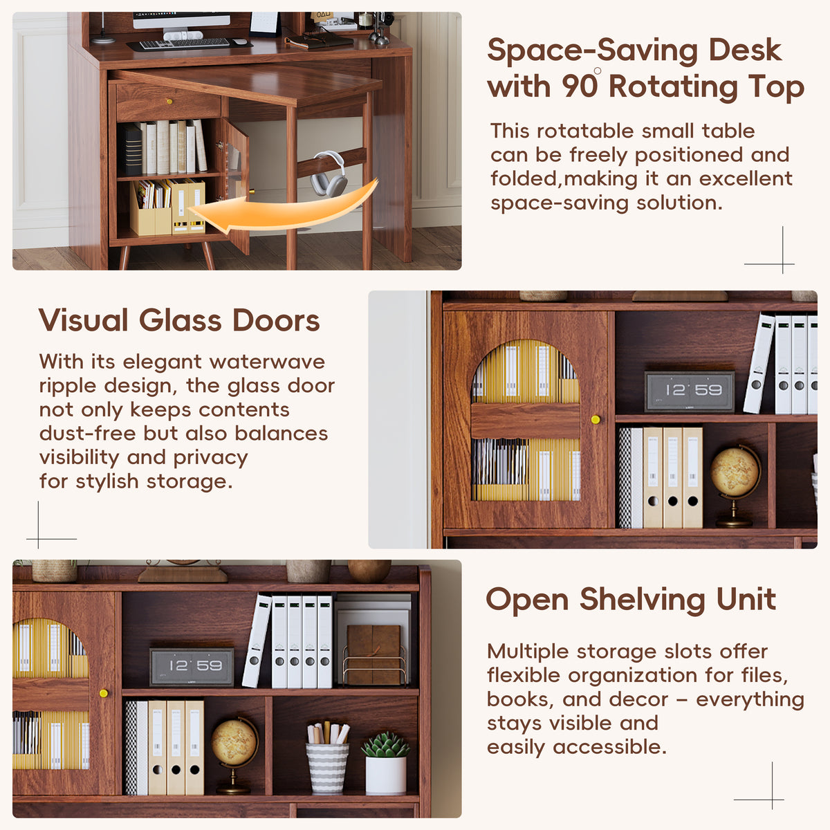 variant-group:rf-n733s363716d|Roomfitters Rotating L-Shaped Computer Desk with Shelves and Storage, 90° Swivel Office Writing Desk, Walnut