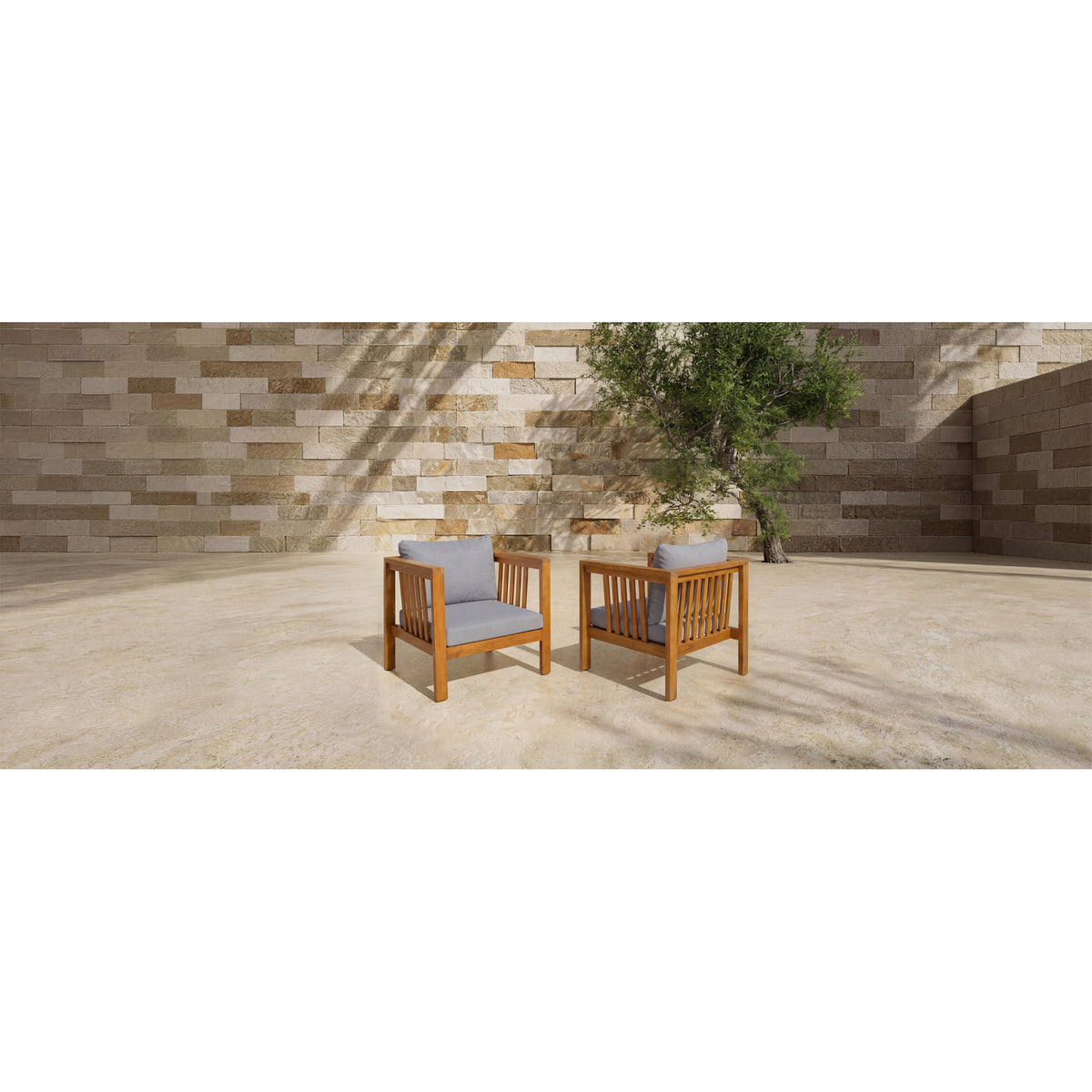 variant-group:rf-n704p448453e|Roomfitters Set of 2 Outdoor Acacia Wood Club Chairs with Modern Square Arms 2-Piece Patio Conversation Set Gray