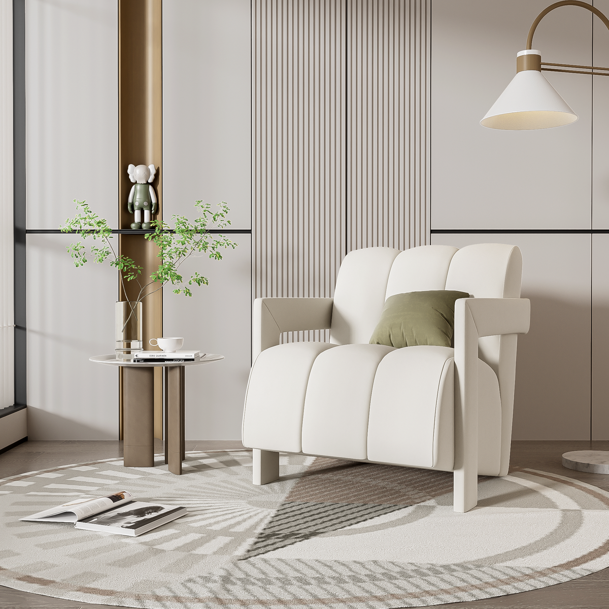variant-group:rf-n724sj000138aaa|Roomfitters Modern Minimalist Armchairs with L-Shaped Armrests and Polyester Upholstery, Set of 2 , White