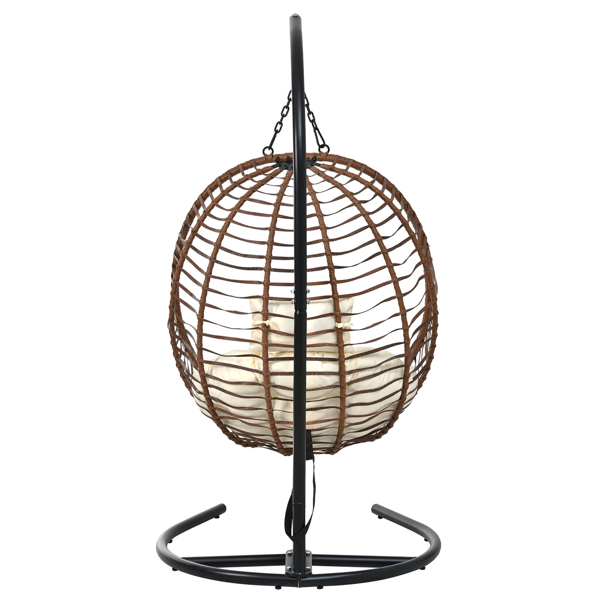 variant-group:rf-n711p389503k|Roomfitters Single Person Folding Egg Chair with Stand, UV Resistant Wicker Rattan Swing for Patio, Garden, Brown+Beige