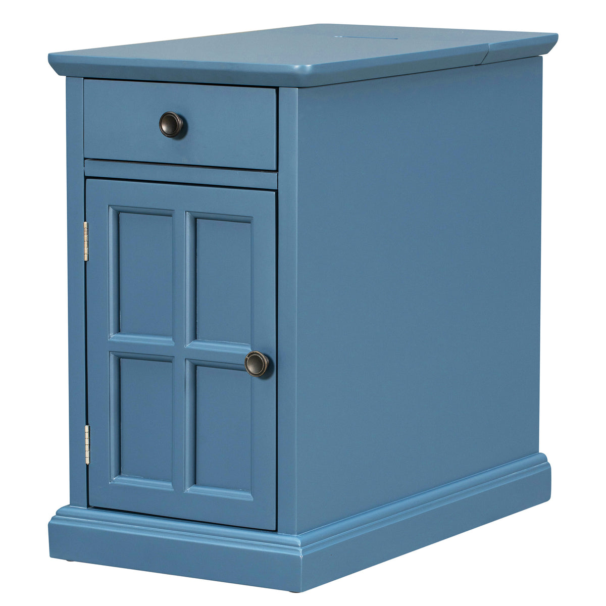 variant-group:rf-n724p185778m|Roomfitters Vintage End Table with USB Ports, Cup Holders and Multifunctional Storage for Living Room, Navy Blue
