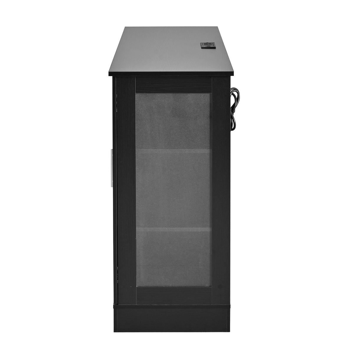 variant-group:rf-n711p437648b|Roomfitters Contemporary Black Melamine MDF Buffet Sideboard Storage Cabinet Acrylic Doors Dining Room Kitchen Console