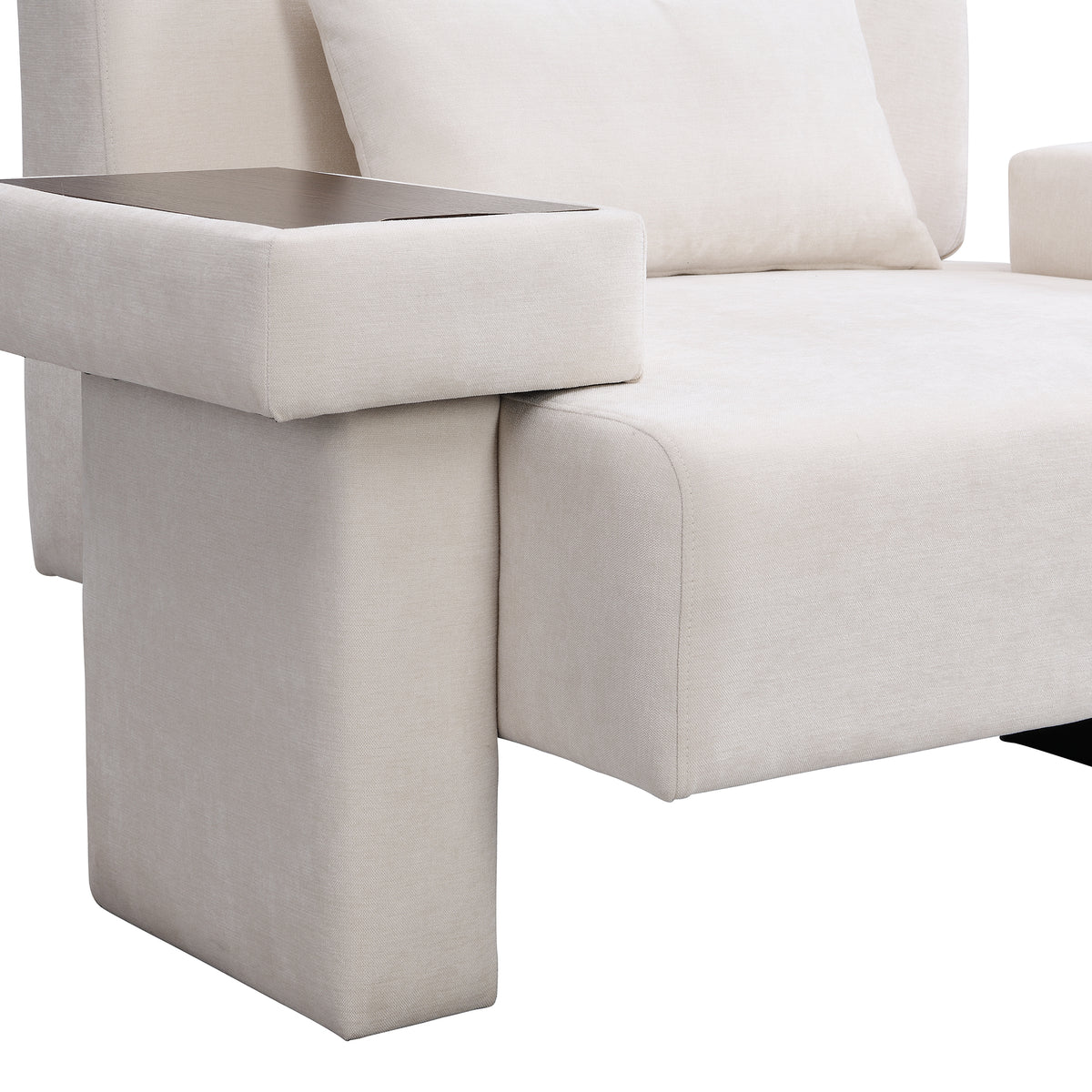 variant-group:rf-n724sj000130aaa|Roomfitters Oversized Mid-Century Armchair 48” Wide with Soft Cushion and Wood Frame, Lounge Reading Chair, Beige