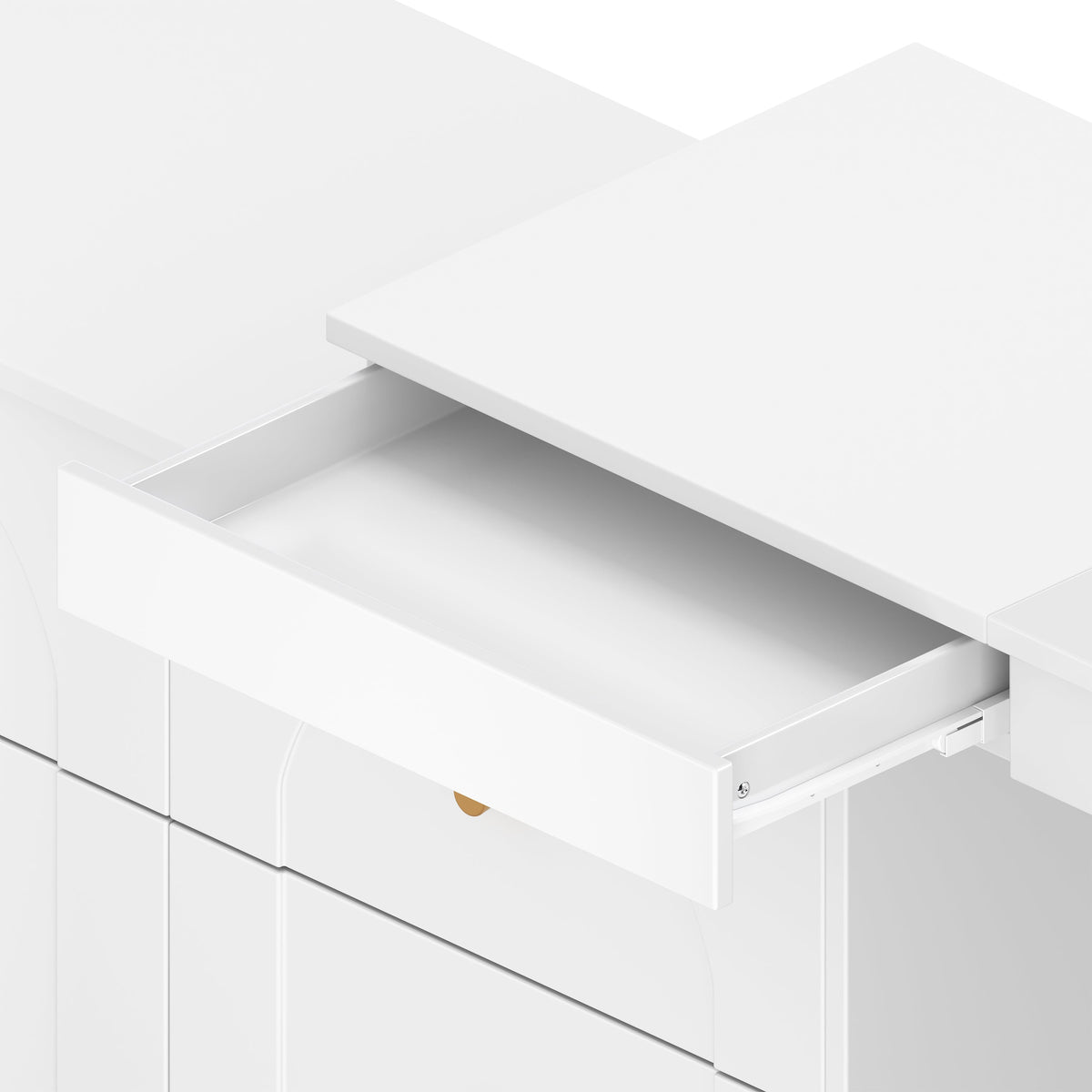 Roomfitters Vanity Desk with Mirror & Lights, Flip-Top Makeup Table with 7 Drawers, 9 Compartments, 3 Shelves, White
