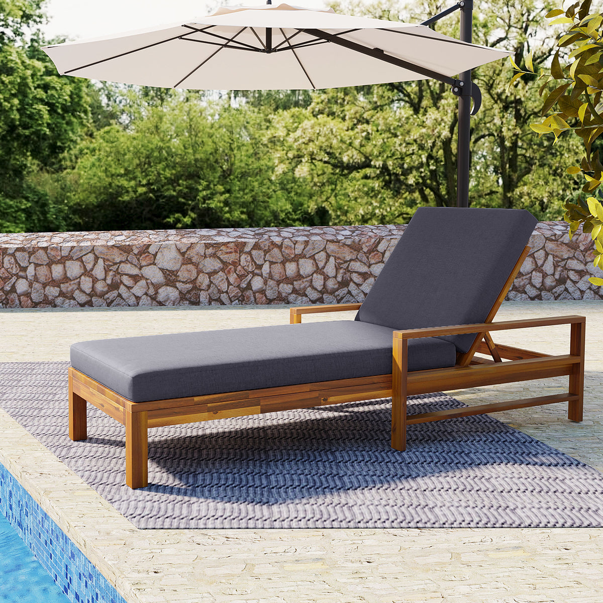 variant-group:rf-n711wy000433aae|Roomfitters Acacia Wood Adjustable Backrest Outdoor Lounge Chair for Gardens, Terraces, Poolside Areas, Natural+Gray