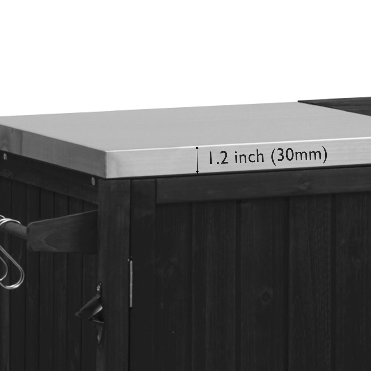 Roomfitters 66.5" Outdoor Grill Cart for Large Big Green Egg & Kamado Joe, Kitchen Island with Stainless Steel Top, Black