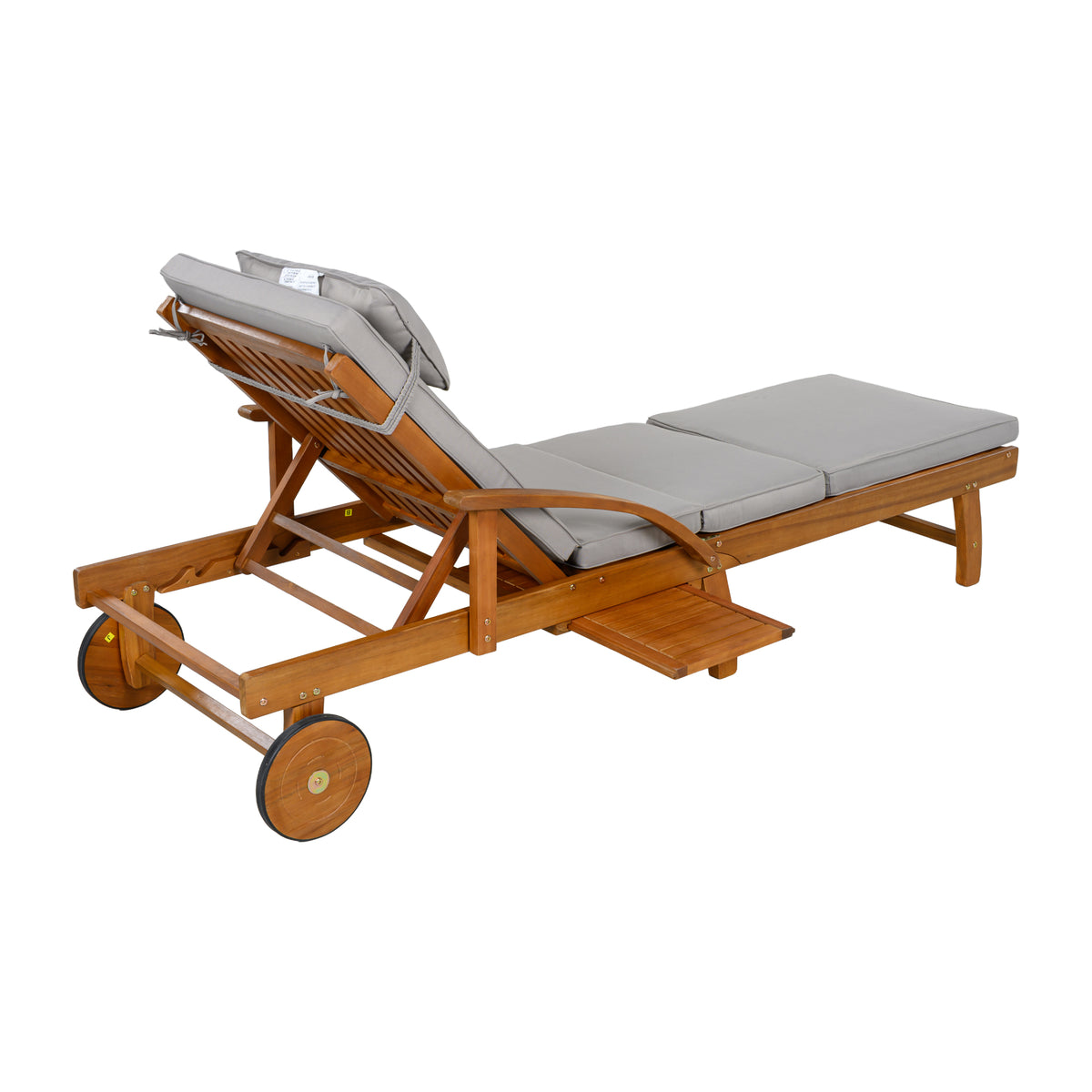 variant-group:rf-n711wy000482aae|Roomfitters 77.5-Inch Adjustable Acacia Wood Outdoor Lounge Chairs, Set of 2 Reclining Chaise Loungers, Grey Cushions