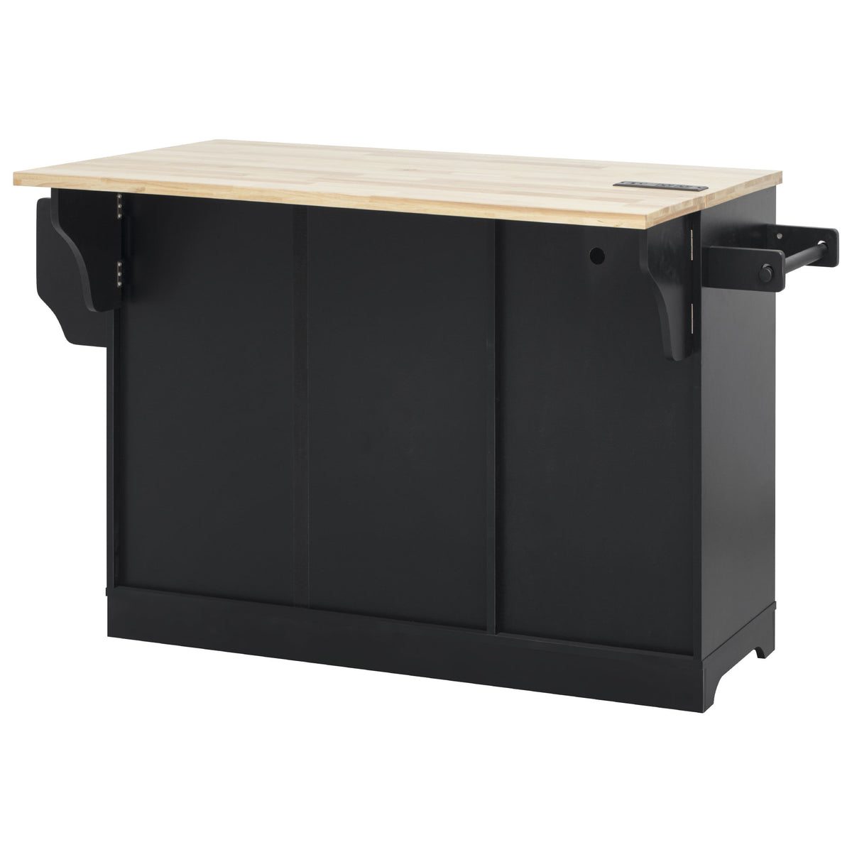 variant-group:rf-n707s299014b|Roomfitters 59.3" Kitchen Island with Power Outlet, Drop Leaf and Double Trash Can Pull Out, Rolling Cart, Black