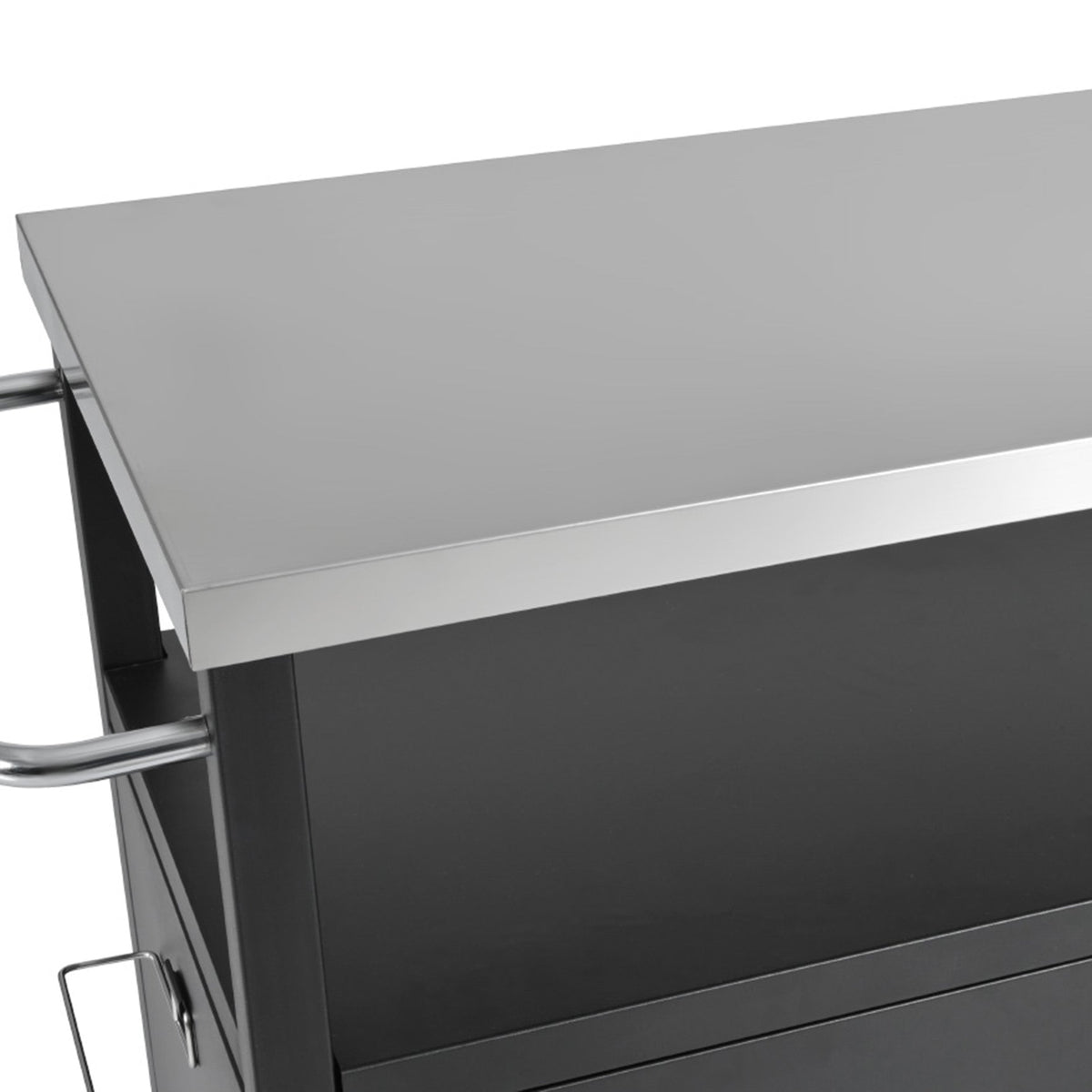 Roomfitters 54.5" Outdoor Kitchen Island with Stainless Steel Top, Rolling Grill Prep Cart with Propane Tank Storage, Black
