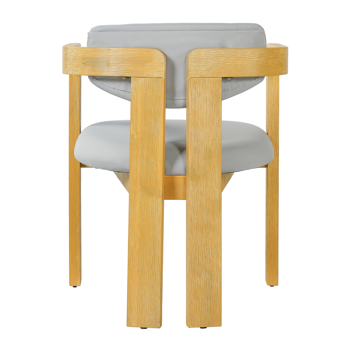 Roomfitters Set of 2 Outdoor Acacia Wood Dining Chairs with Fixed Ergonomic Wraparound Backrest Gray Cushions Roomfitters