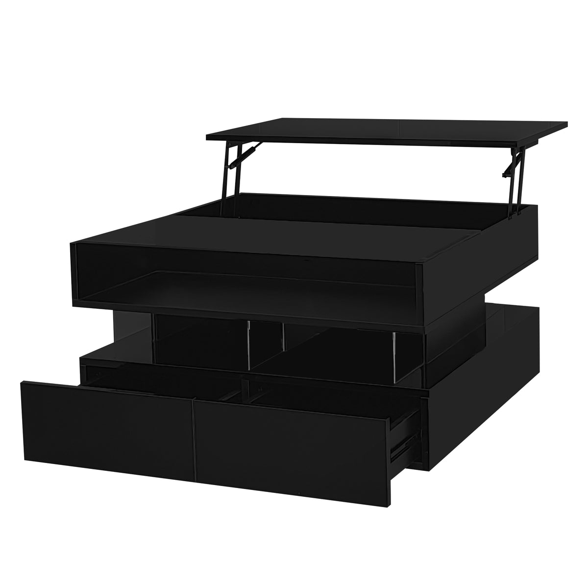 variant-group:rf-n724p290043b|Roomfitters Lift-Top Square Coffee Table with Glass Surface, Hidden Storage, High Gloss Finish, Black
