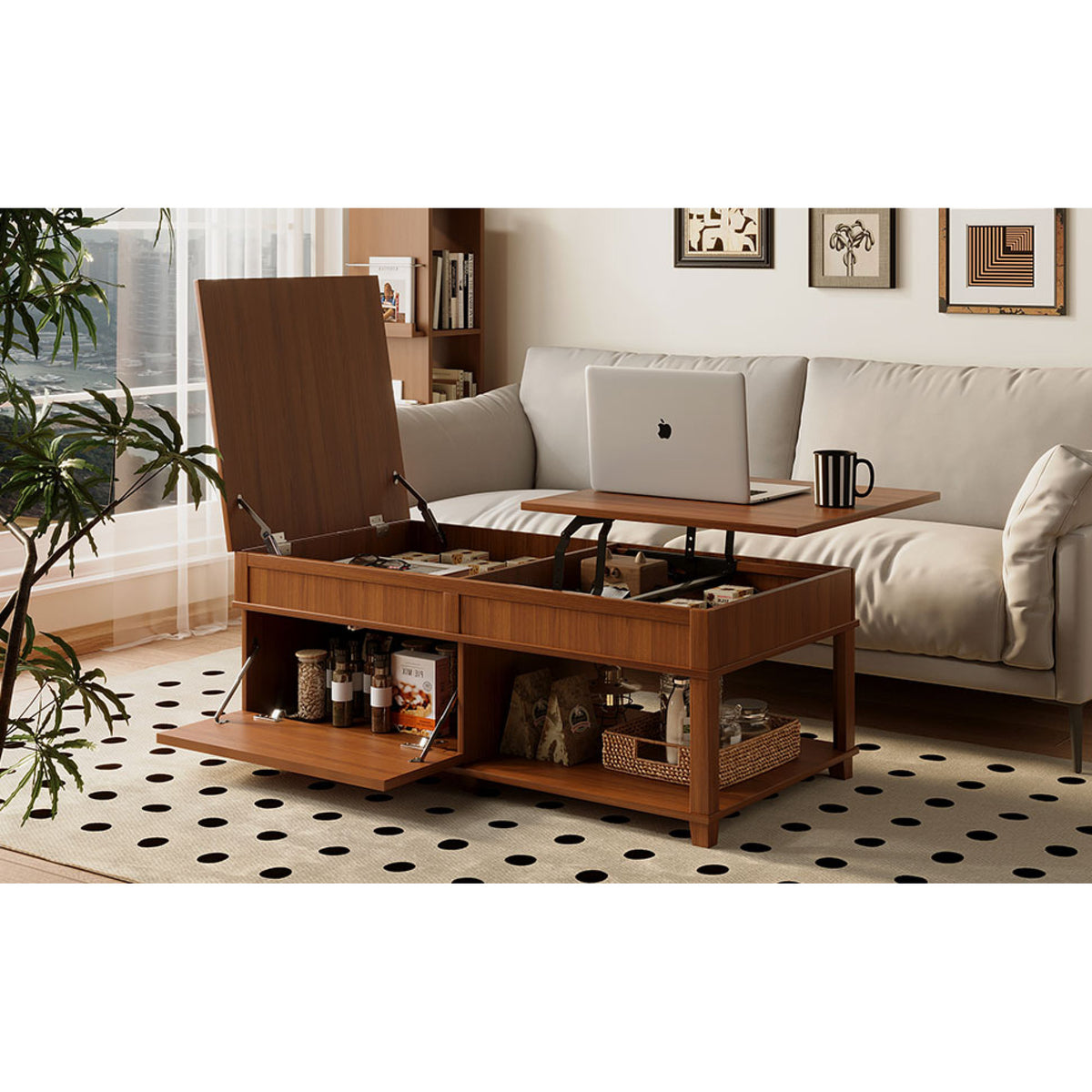 variant-group:rf-n724p401355e|Roomfitters Lift-Top Coffee Table with Hidden Storage and Open Lower Shelf, Apricot Brown