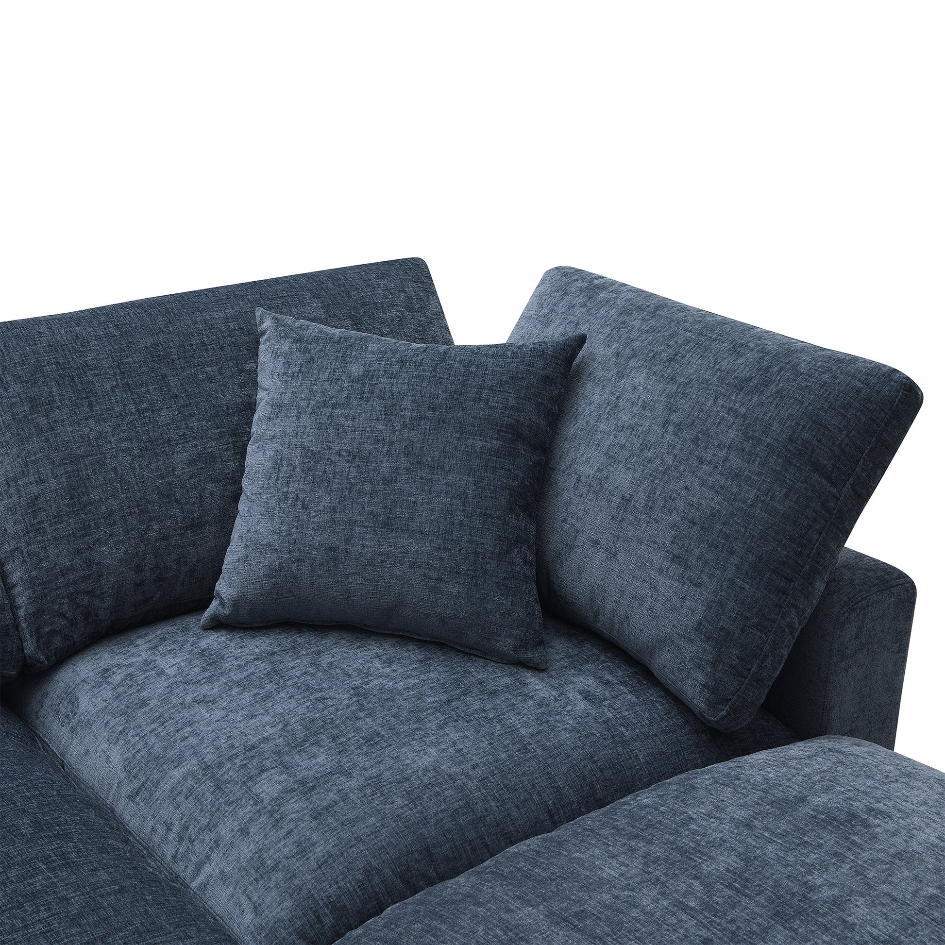 Roomfitters 130 Inch U-Shaped Modular Sectional Sofa Bed, Cloud Sleeper Couch with Plush Cushions for Living Room, Dark Blue Roomfitters
