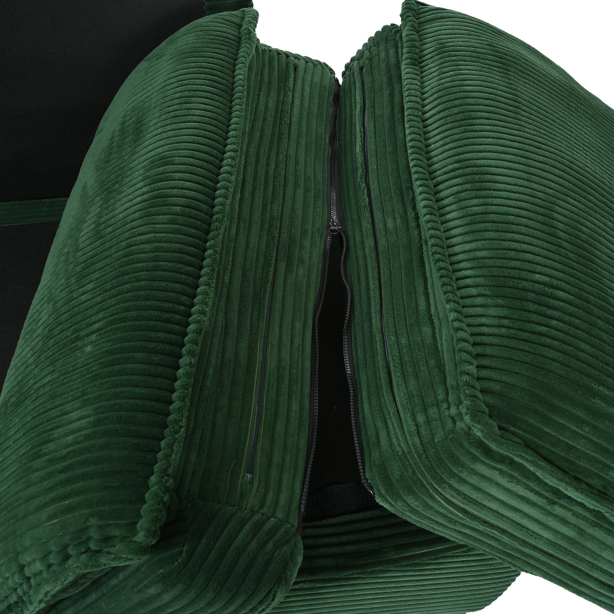 variant-group:rf-n711p192059c|Roomfitters 85.4" Modern Curved Sofa, Back Upholstered Couch with 2 Decorative Throw Pillows, Corduroy Fabric Couch for Living Room, Bedroom, Apartment, Dark Green