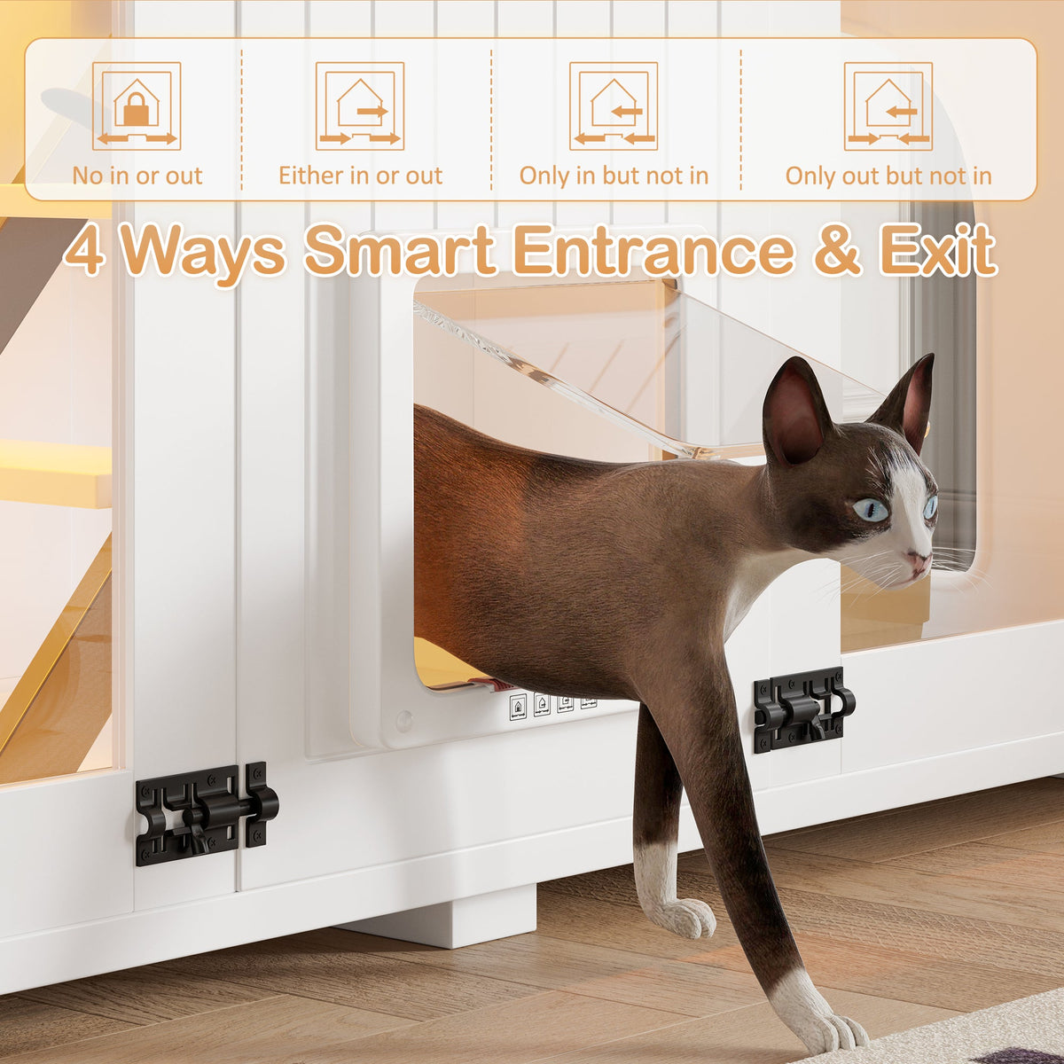 Roomfitters 47-Inch Enclosed Cat Litter Box Furniture Hideaway Cabinet Side Table with Four Mode Door White Roomfitters