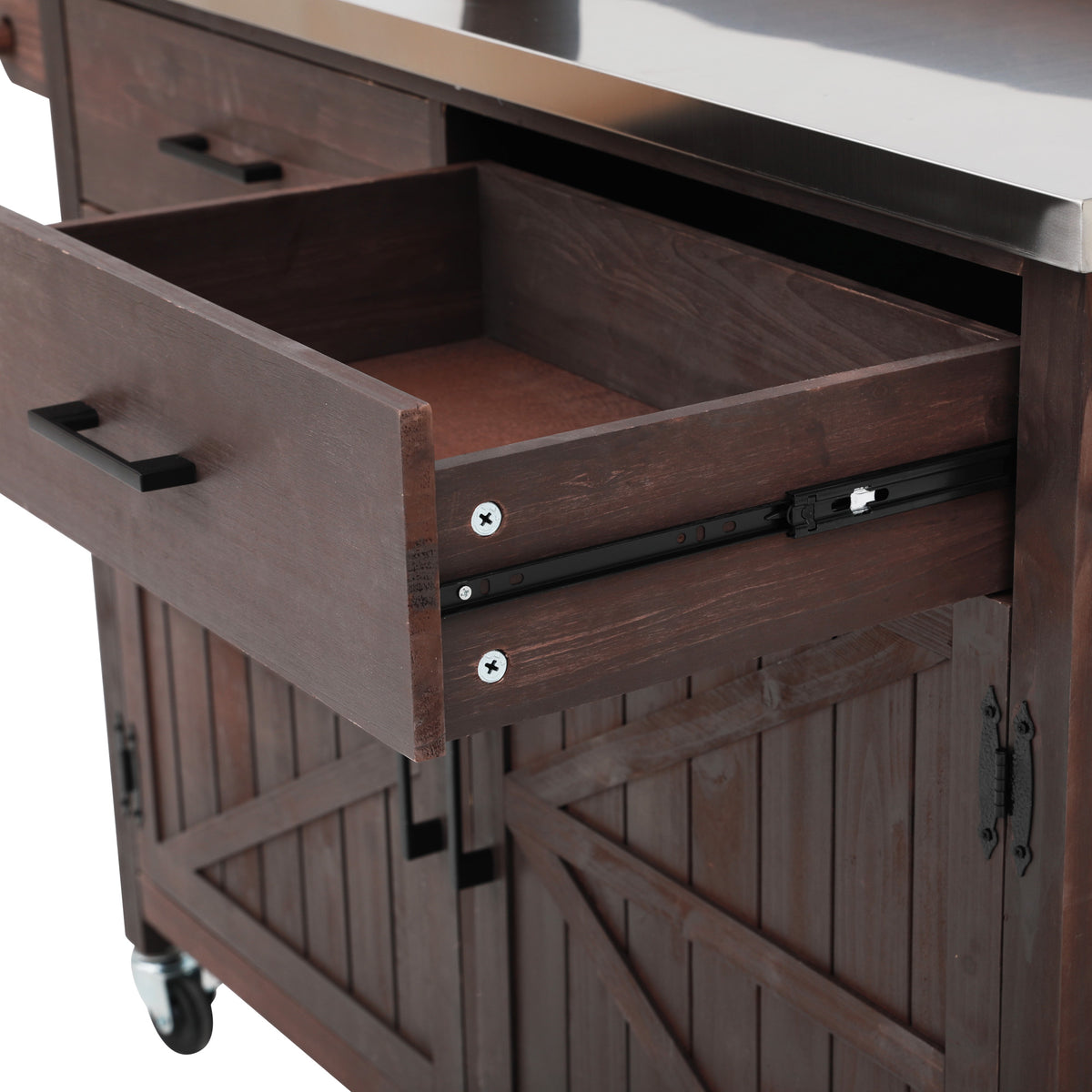 variant-group:rf-n707p409087z|Roomfitters 54.1" Grill Cart, Outdoor Kitchen Prep Station with Stainless Steel Top and Propane Tank Storage, Dark Brown