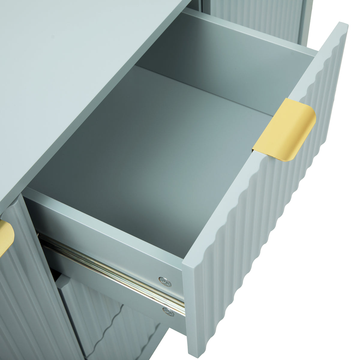 variant-group:rf-n711p269066c|Roomfitters Sideboard Buffet Cabinet with 3 Drawers, Mid-century Modern Fluted Accent Storage for Kitchen & Dining, Cyan