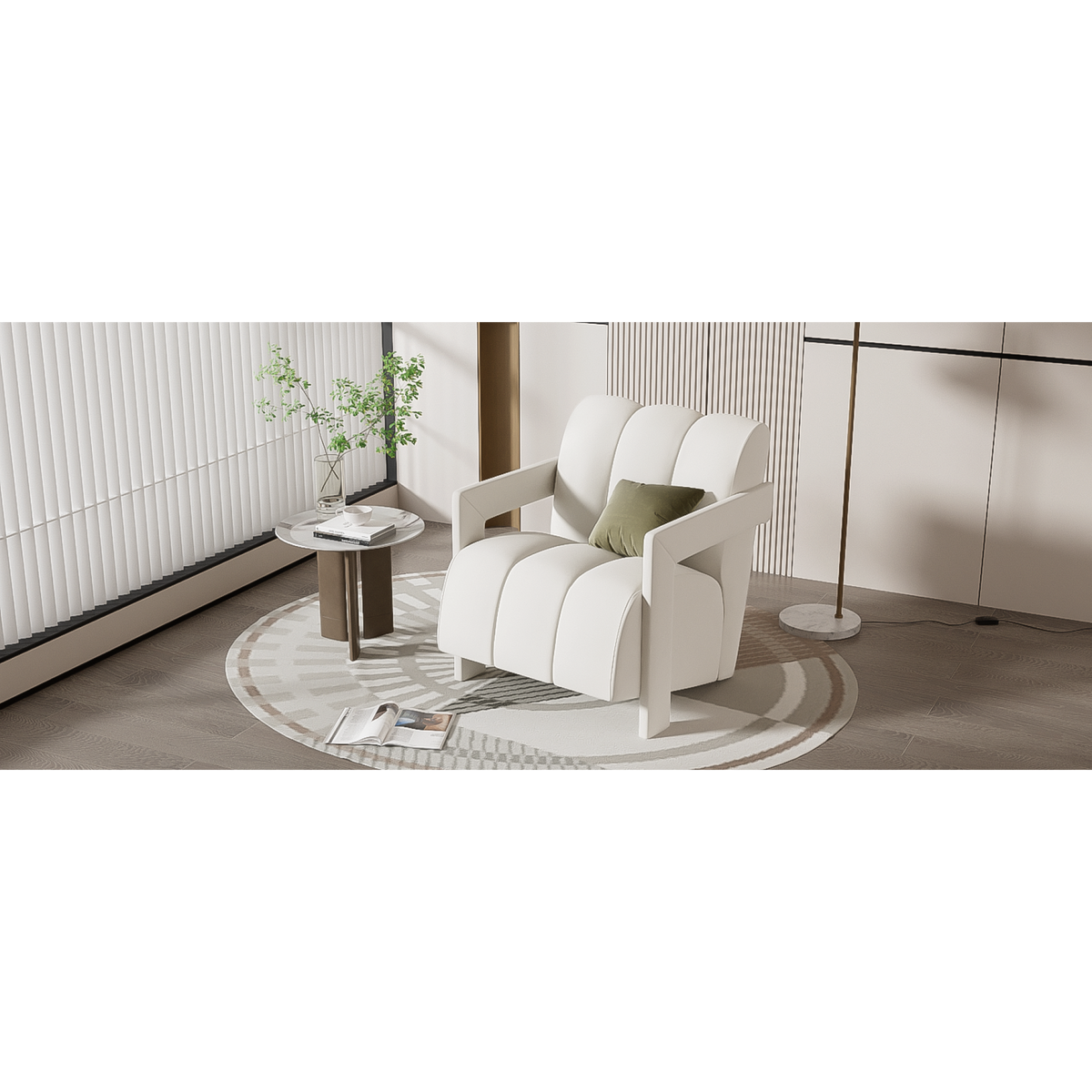 variant-group:rf-n724sj000138aaa|Roomfitters Modern Minimalist Armchairs with L-Shaped Armrests and Polyester Upholstery, Set of 2 , White