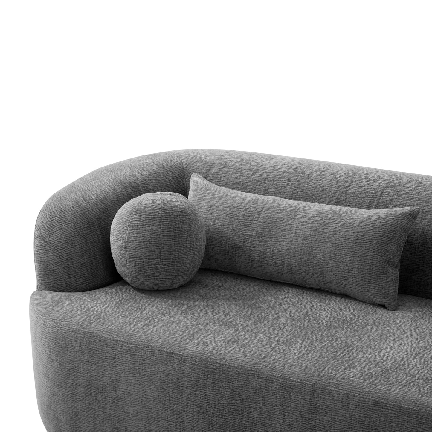 variant-group:rf-n723p404465e|Roomfitters 86 Inch Modern Curvy Sofa, 3-Seater Rounded Upholstered Couch with Plush Throw Pillows for Living Room, Gray